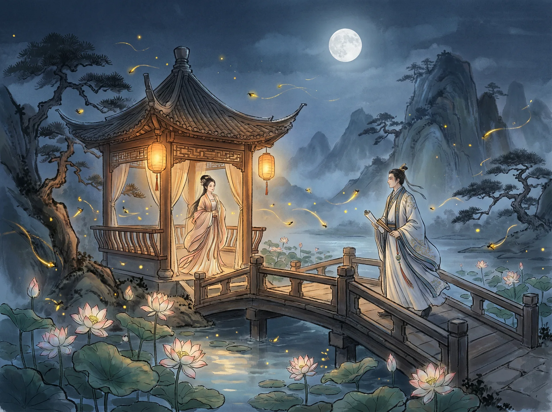 一品探花 - 月下荷塘的邂逅